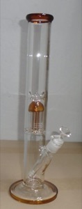 Glass Bong Double Perc Amber Highlights 16 Inch #3