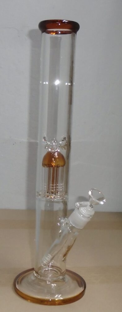 Glass Bong Double Perc Amber Highlights 16 Inch #3