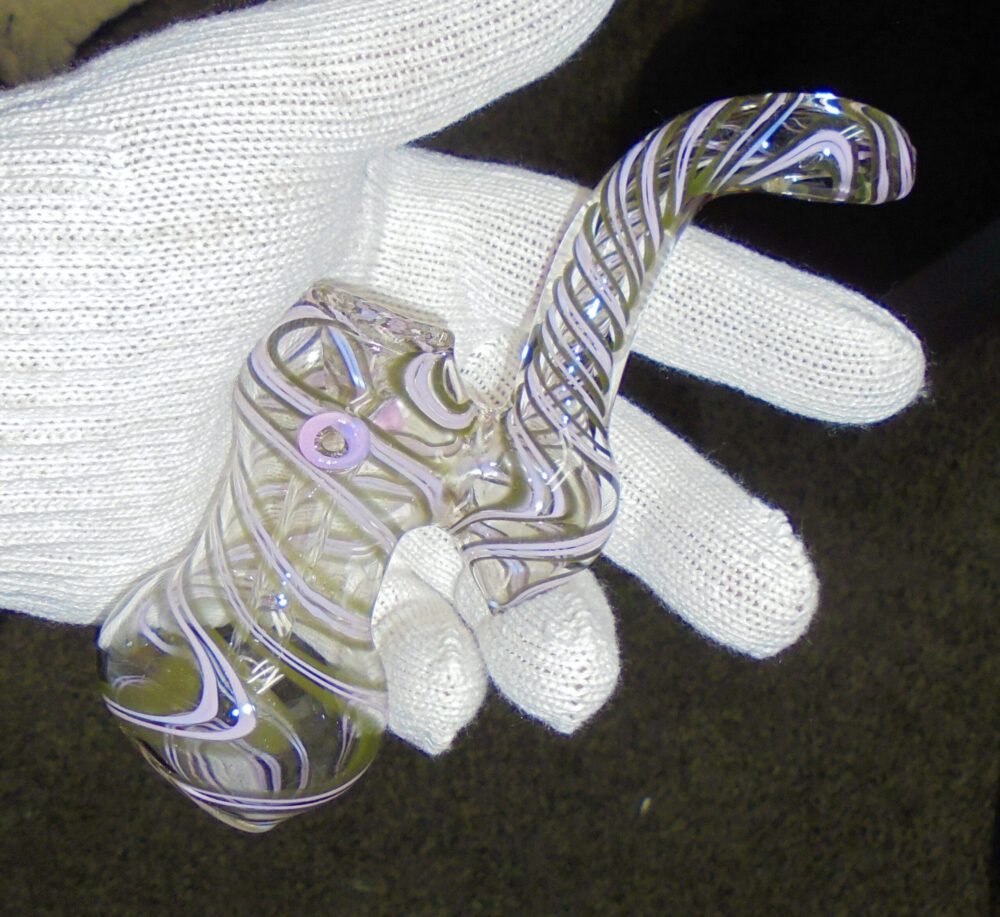 Bubbler #1 Pink Stripe Redding 420 Pipe Delivery